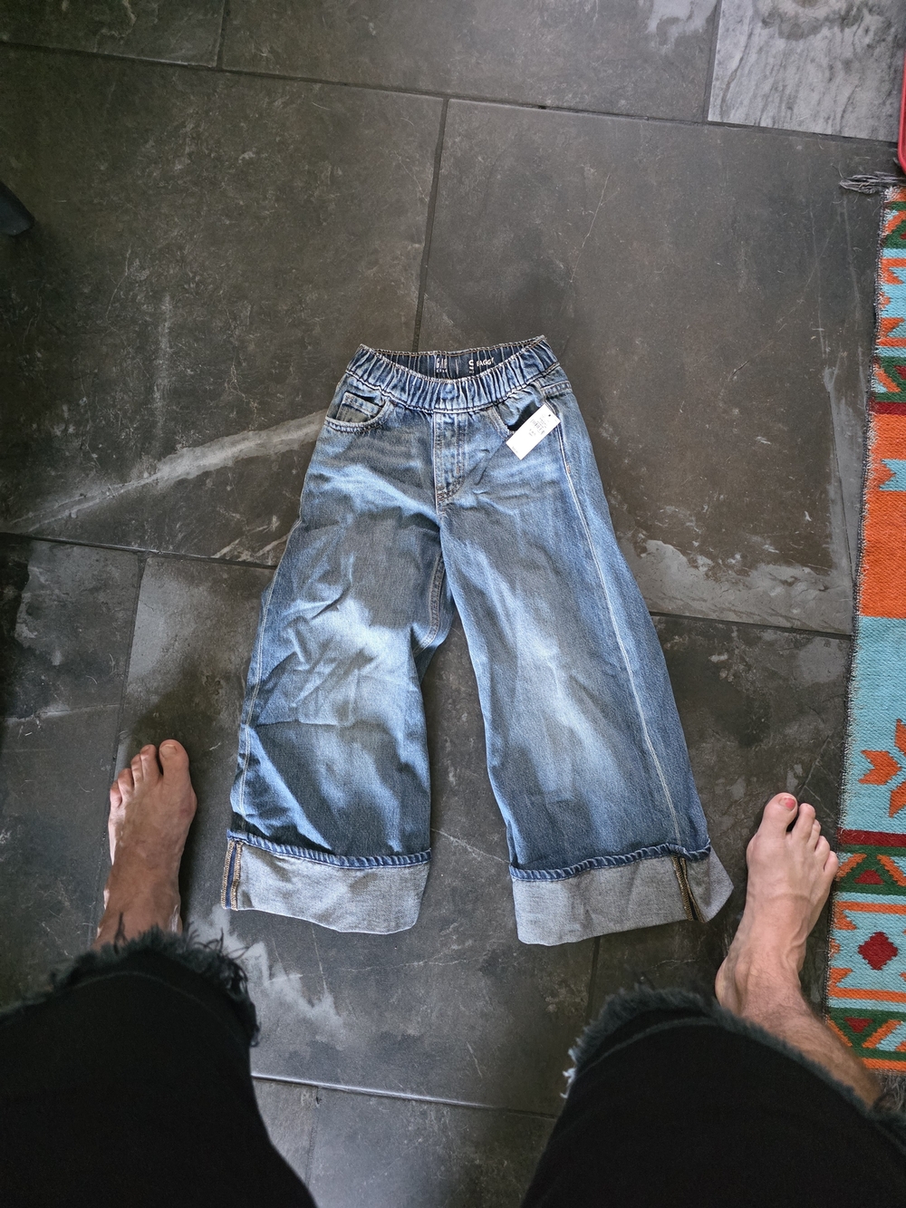 F&F Light Blue Wide-Leg Cuffed Kids Jeans